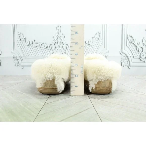 LL Bean Brown Suede Wicked Good Shearling Lined Moccasin Slippers 7 M - Picture 6 of 10